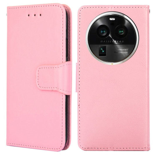 Protective Case for Oppo Find X6 Pro Leather Flip Phone Shell Anti-Fall Wallet Phone Case with Stand - Pink