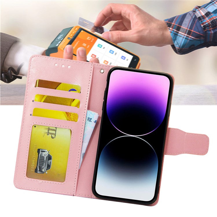 Protective Case for Oppo Find X6 Pro Leather Flip Phone Shell Anti-Fall Wallet Phone Case with Stand - Pink