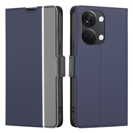 For OnePlus Nord 3 5G / Ace 2V 5G Super Thin Twill Texture Phone Cover Card Holder Stand Anti-Scratch TPU+PU Leather Case - Blue