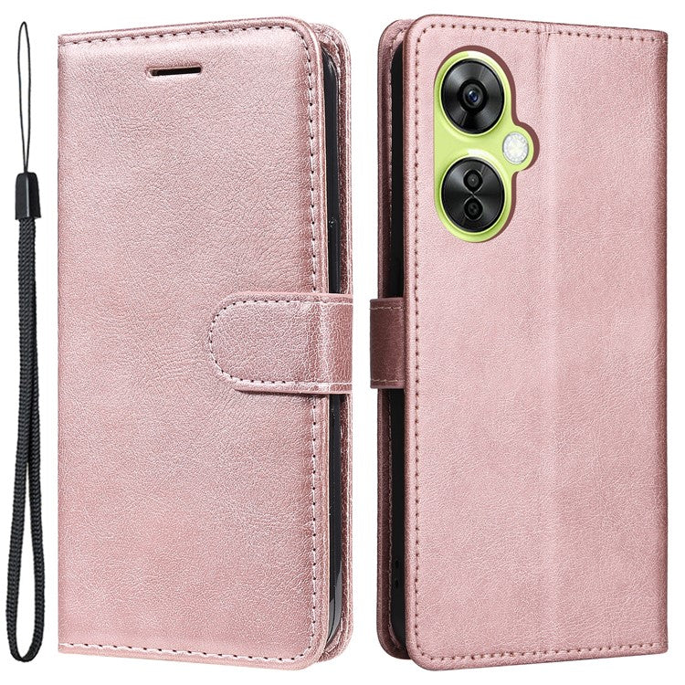 KT Leather Series-2 Wallet Folio Case for OnePlus Nord CE 3 Lite 5G / Nord N30 5G , PU Leather Stand Solid Color Phone Cover - Rose Gold