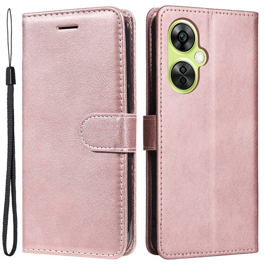 KT Leather Series-2 Wallet Folio Case for OnePlus Nord CE 3 Lite 5G / Nord N30 5G , PU Leather Stand Solid Color Phone Cover - Rose Gold
