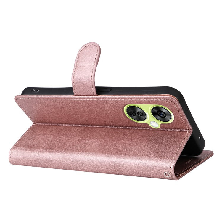 KT Leather Series-2 Wallet Folio Case for OnePlus Nord CE 3 Lite 5G / Nord N30 5G , PU Leather Stand Solid Color Phone Cover - Rose Gold