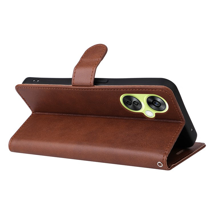 KT Leather Series-2 Wallet Folio Case for OnePlus Nord CE 3 Lite 5G / Nord N30 5G , PU Leather Stand Solid Color Phone Cover - Brown