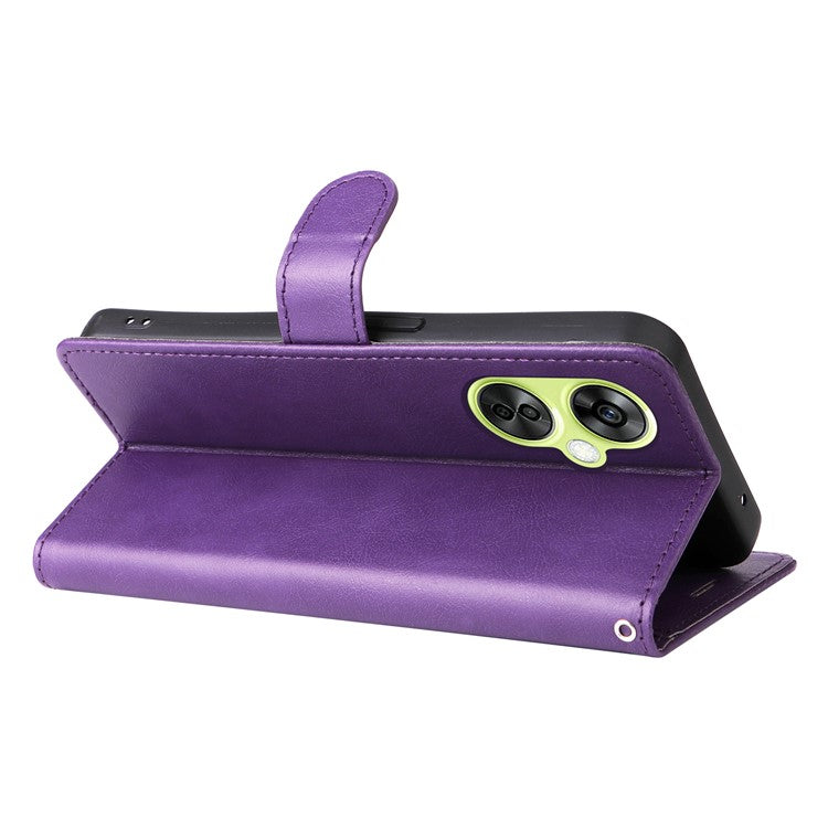 KT Leather Series-2 Wallet Folio Case for OnePlus Nord CE 3 Lite 5G / Nord N30 5G , PU Leather Stand Solid Color Phone Cover - Purple