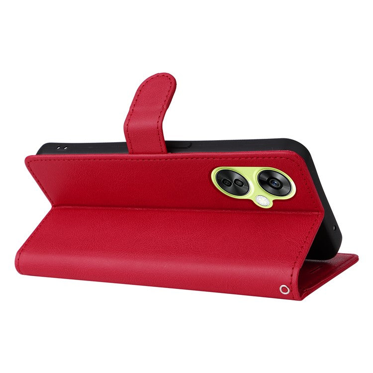 KT Leather Series-2 Wallet Folio Case for OnePlus Nord CE 3 Lite 5G / Nord N30 5G , PU Leather Stand Solid Color Phone Cover - Red