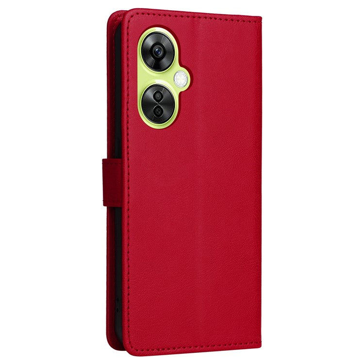 KT Leather Series-2 Wallet Folio Case for OnePlus Nord CE 3 Lite 5G / Nord N30 5G , PU Leather Stand Solid Color Phone Cover - Red