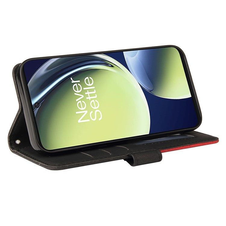 KT Leather Series-1 For OnePlus Nord CE 3 Lite 5G / Nord N30 5G Wallet Phone Case Flip Dual-color Splicing Leather Stand Cover - Black