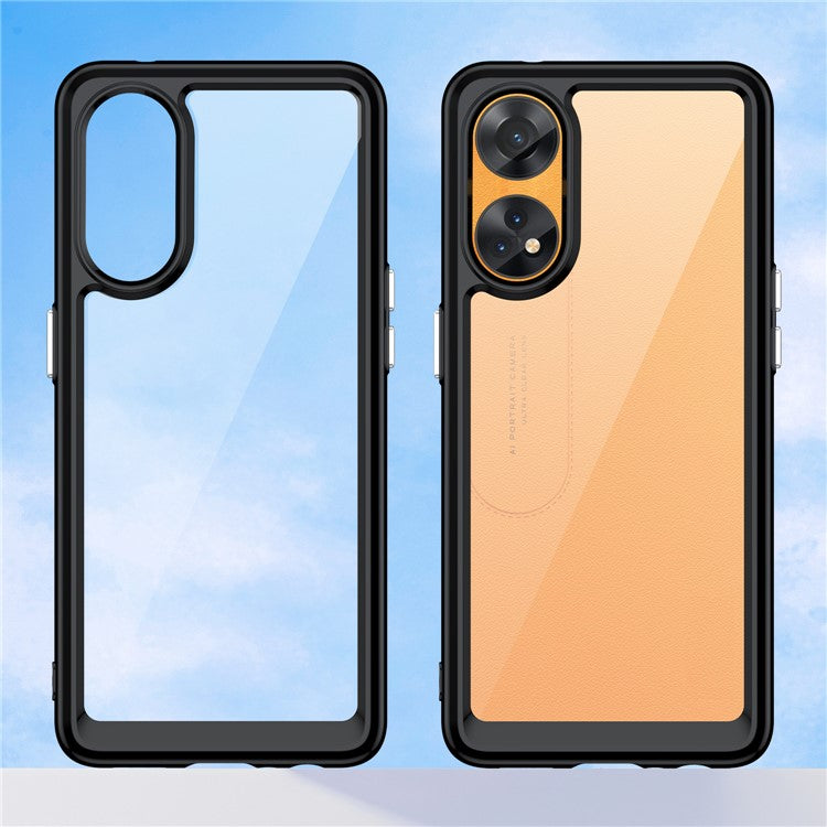 Slim-Fit Phone Cover for Oppo Reno8 T 4G , Phone Protector Anti-Dust TPU+Acrylic Cover - Black