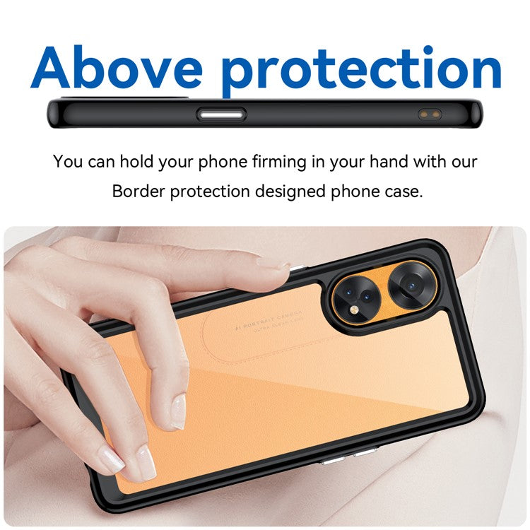 Slim-Fit Phone Cover for Oppo Reno8 T 4G , Phone Protector Anti-Dust TPU+Acrylic Cover - Black