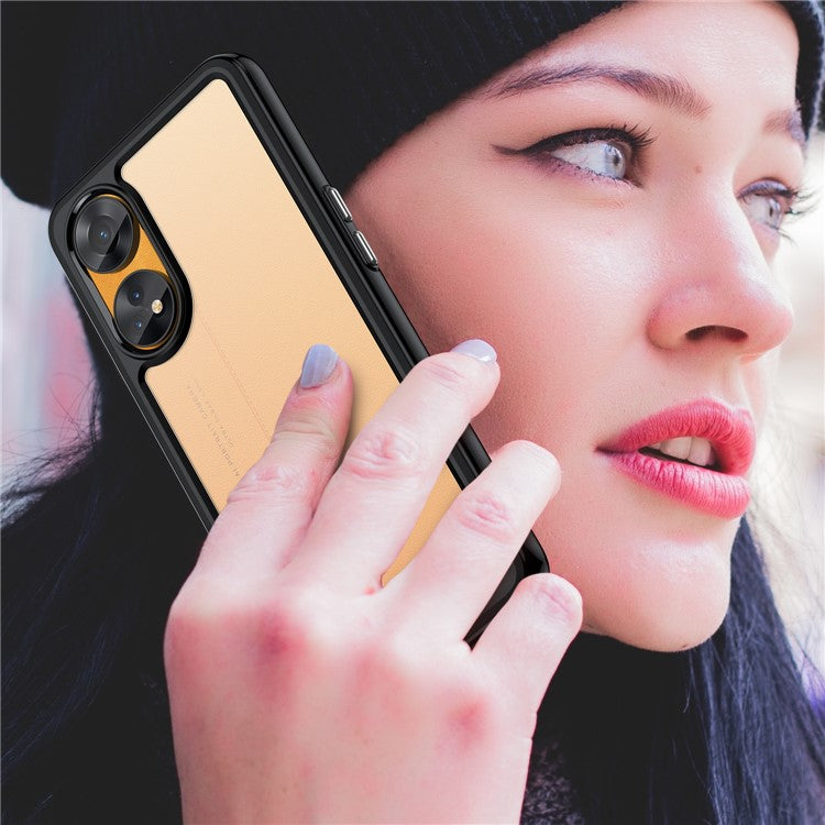 Slim-Fit Phone Cover for Oppo Reno8 T 4G , Phone Protector Anti-Dust TPU+Acrylic Cover - Black