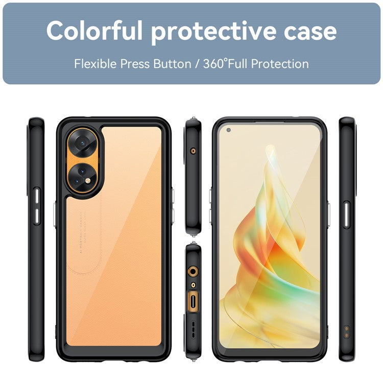 Slim-Fit Phone Cover for Oppo Reno8 T 4G , Phone Protector Anti-Dust TPU+Acrylic Cover - Black