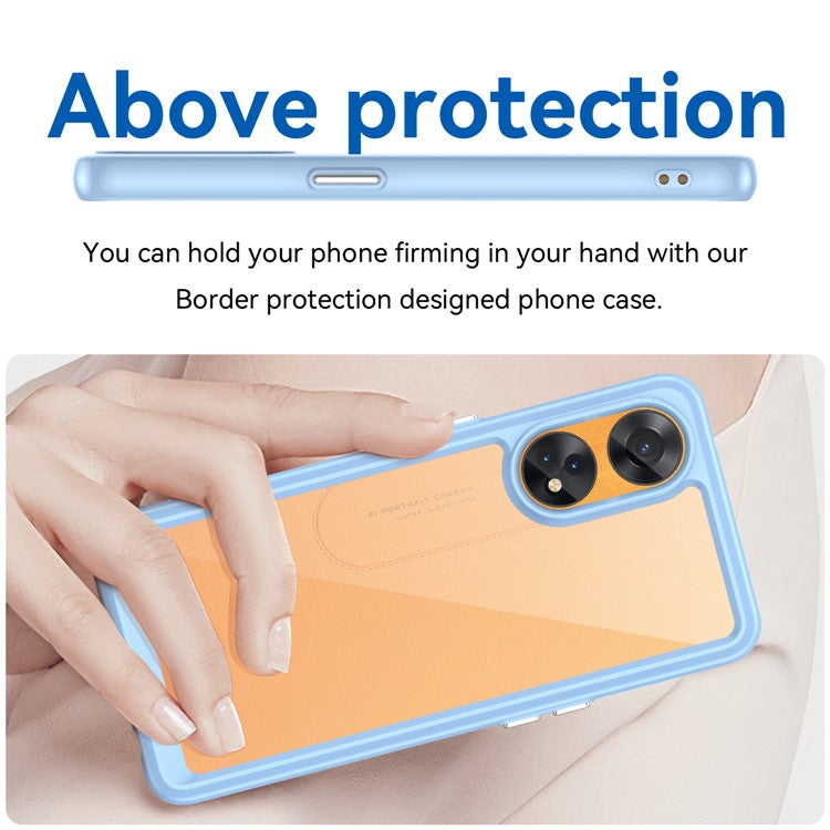 Slim-Fit Phone Cover for Oppo Reno8 T 4G , Phone Protector Anti-Dust TPU+Acrylic Cover - Blue