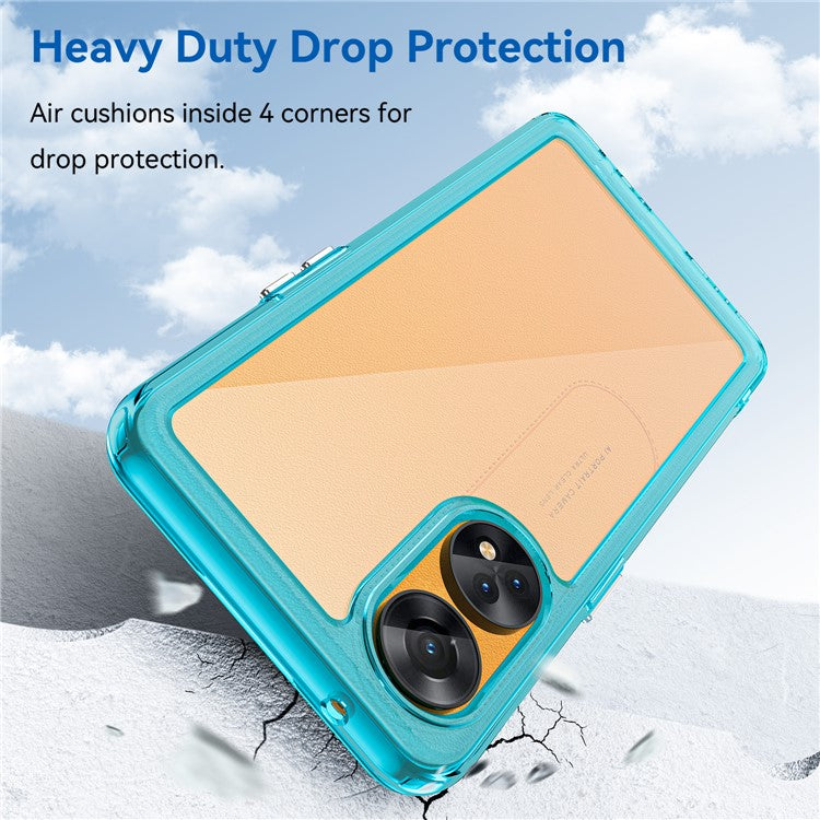 Slim-Fit Phone Cover for Oppo Reno8 T 4G , Phone Protector Anti-Dust TPU+Acrylic Cover - Transparent Blue