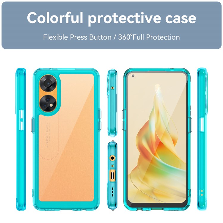 Slim-Fit Phone Cover for Oppo Reno8 T 4G , Phone Protector Anti-Dust TPU+Acrylic Cover - Transparent Blue