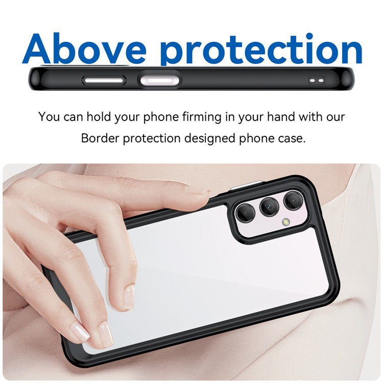 For Samsung Galaxy M14 5G Anti-Drop Phone Cover TPU+Acrylic Dustproof Phone Case Shell  - Black