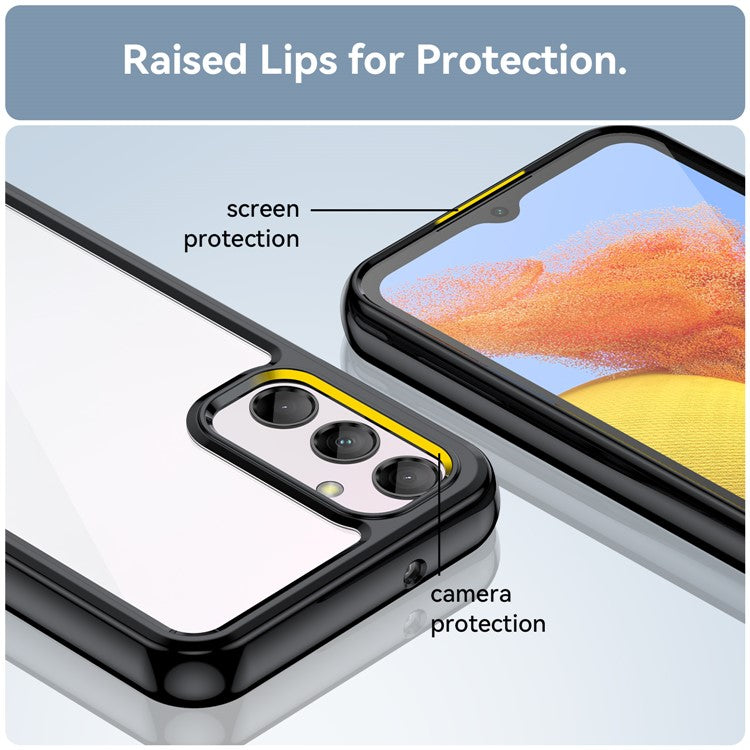 For Samsung Galaxy M14 5G Anti-Drop Phone Cover TPU+Acrylic Dustproof Phone Case Shell  - Black