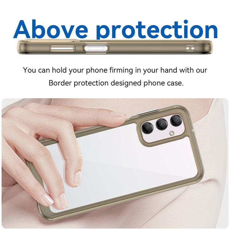 For Samsung Galaxy M14 5G Anti-Drop Phone Cover TPU+Acrylic Dustproof Phone Case Shell  - Transparent Grey