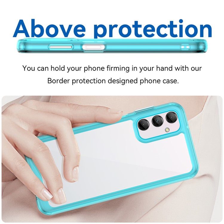 For Samsung Galaxy M14 5G Anti-Drop Phone Cover TPU+Acrylic Dustproof Phone Case Shell  - Transparent Blue