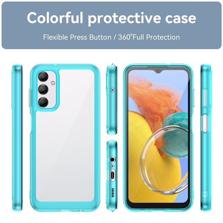 For Samsung Galaxy M14 5G Anti-Drop Phone Cover TPU+Acrylic Dustproof Phone Case Shell  - Transparent Blue