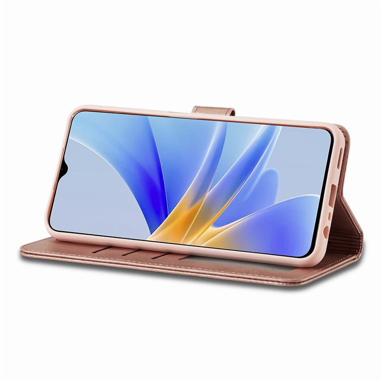 LC.IMEEKE Phone Cover for Oppo A78 5G / A58 5G / A58x 5G PU Leather Calf Texture Stand Wallet Case - Pink