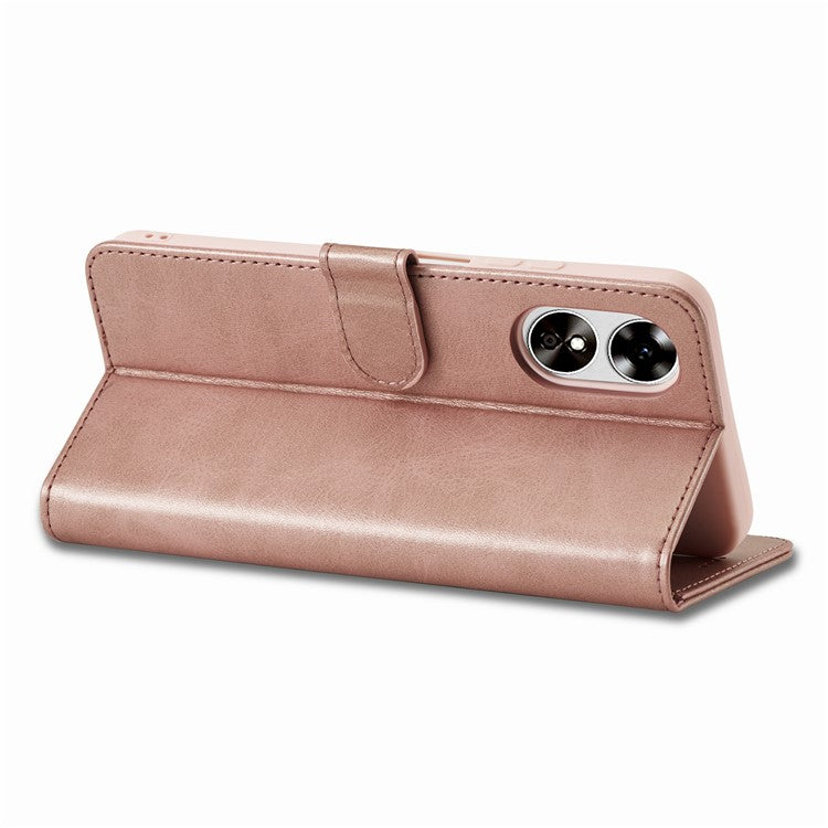 LC.IMEEKE Phone Cover for Oppo A78 5G / A58 5G / A58x 5G PU Leather Calf Texture Stand Wallet Case - Pink