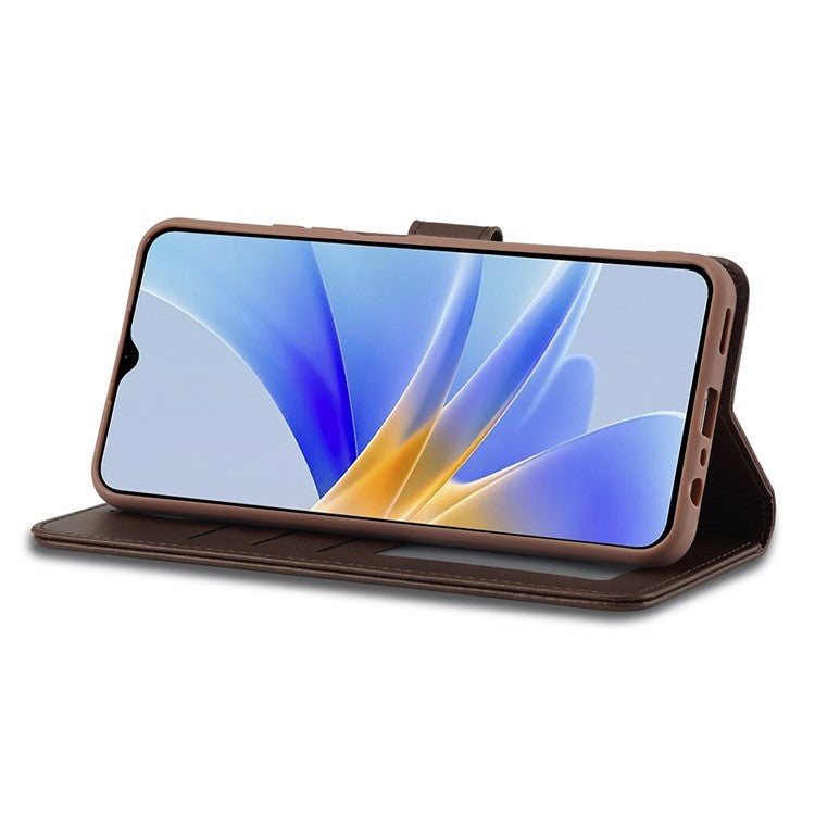 LC.IMEEKE Phone Cover for Oppo A78 5G / A58 5G / A58x 5G PU Leather Calf Texture Stand Wallet Case - Brown