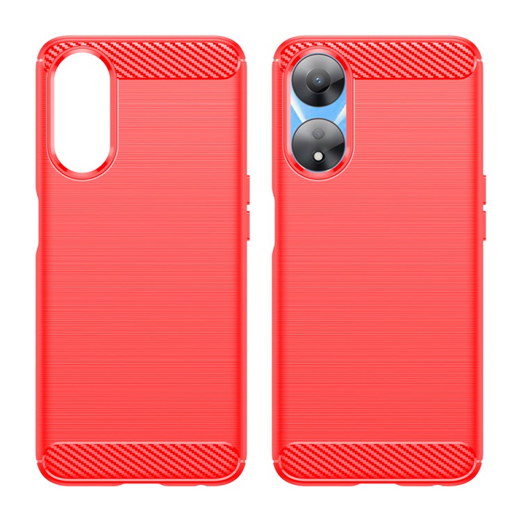 TPU Case for Oppo A78 5G / A58 5G / A58x 5G , Brushed Carbon Fiber Texture Cell Phone Cover - Red