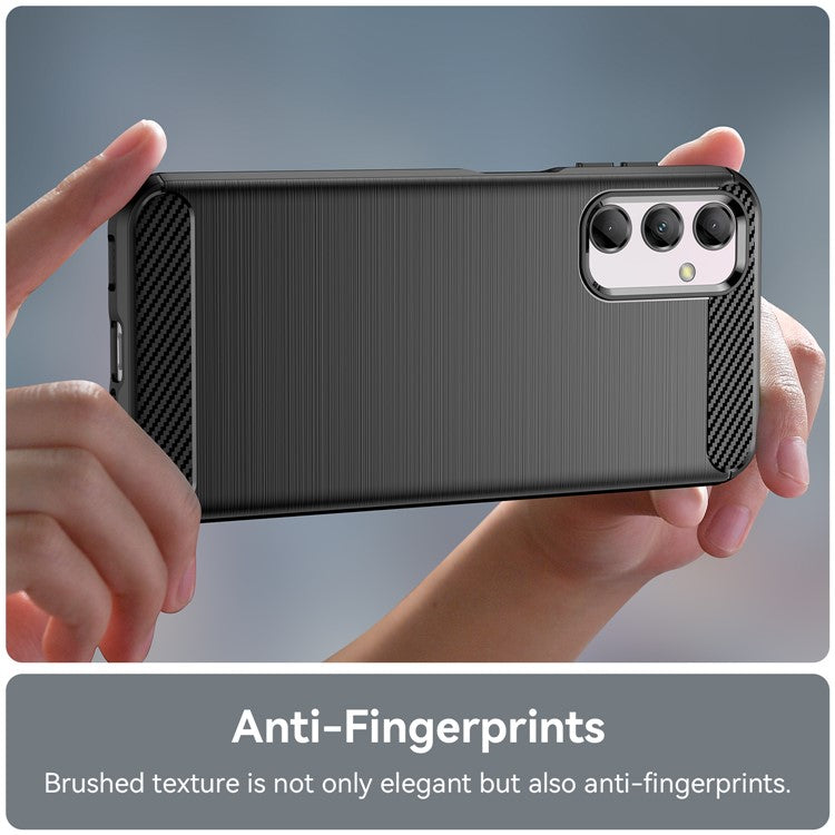 Carbon Fiber Texture Phone Case for Samsung Galaxy M14 5G , Anti-drop Brushed TPU Cover - Black