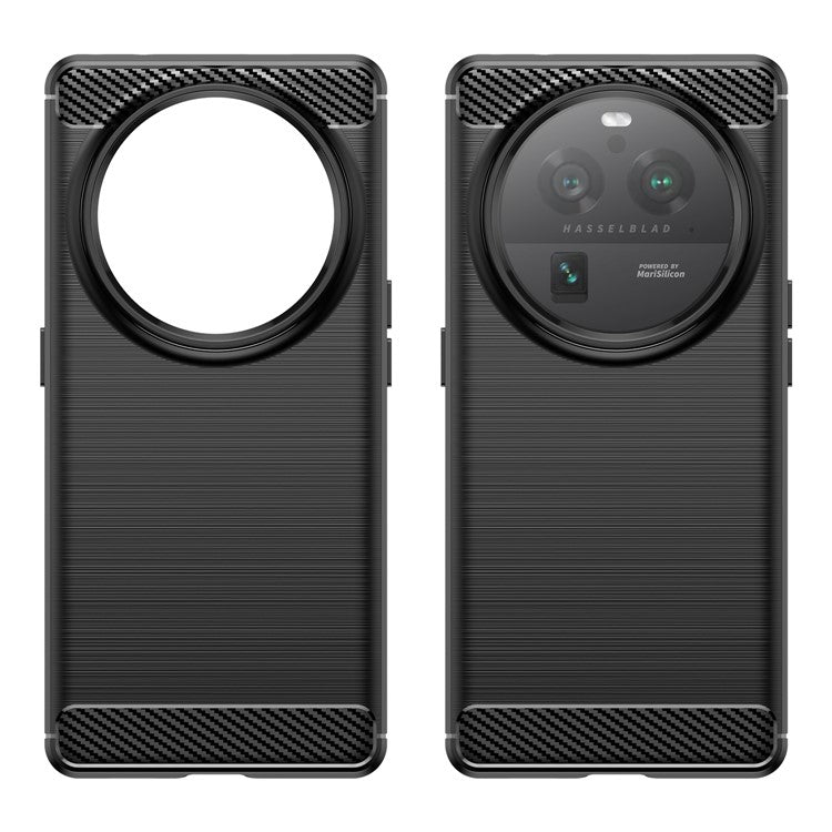 Mobile Phone Case for Oppo Find X6 Pro , Brushed Carbon Fiber Texture Phone TPU Back Cover - Black