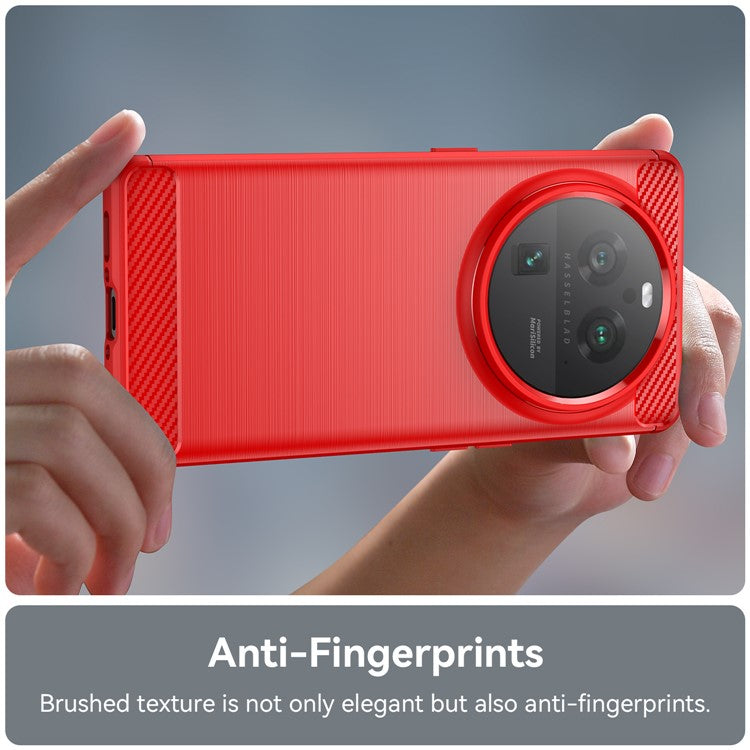 Mobile Phone Case for Oppo Find X6 Pro , Brushed Carbon Fiber Texture Phone TPU Back Cover - Red