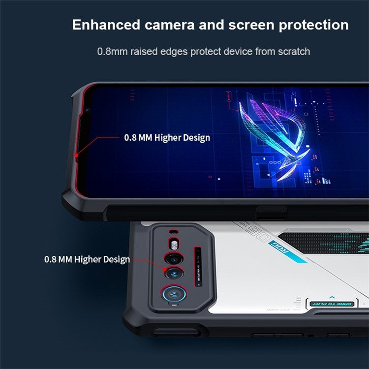 XUNDD Phone Case for Asus ROG Phone 7 5G / 7 Pro , Acrylic+TPU Fall Prevention Protective Cover - Transparent / Black