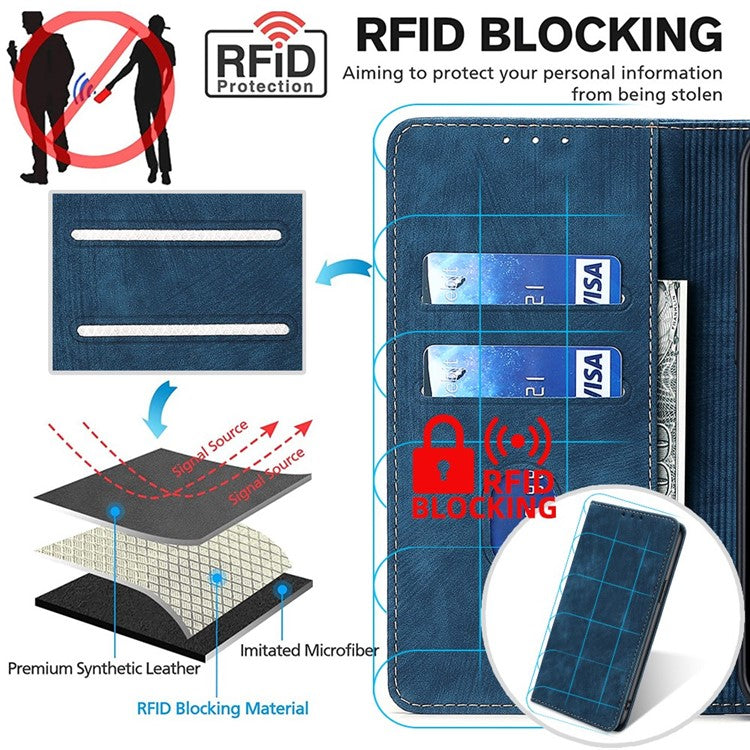 Phone Case for OnePlus Nord 3 5G / Ace 2V 5G Shockproof PU Leather RFID Blocking Stand Wallet Flip Cover - Blue