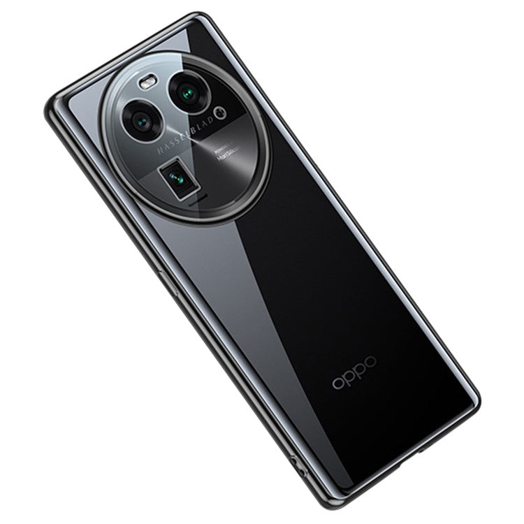 SULADA For Oppo Find X6 TPU Phone Case Electroplating Straight Edge Clear Anti-drop Cover - Black