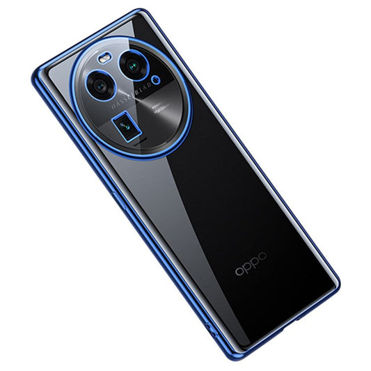 SULADA For Oppo Find X6 TPU Phone Case Electroplating Straight Edge Clear Anti-drop Cover - Blue