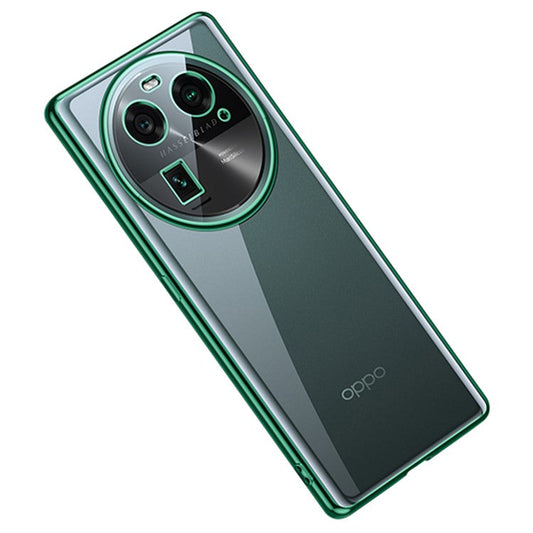 SULADA For Oppo Find X6 TPU Phone Case Electroplating Straight Edge Clear Anti-drop Cover - Green