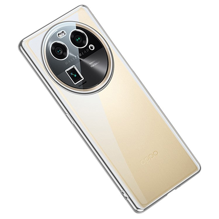 SULADA For Oppo Find X6 TPU Phone Case Electroplating Straight Edge Clear Anti-drop Cover - Silver