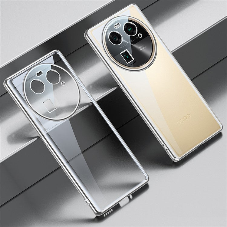 SULADA For Oppo Find X6 TPU Phone Case Electroplating Straight Edge Clear Anti-drop Cover - Silver