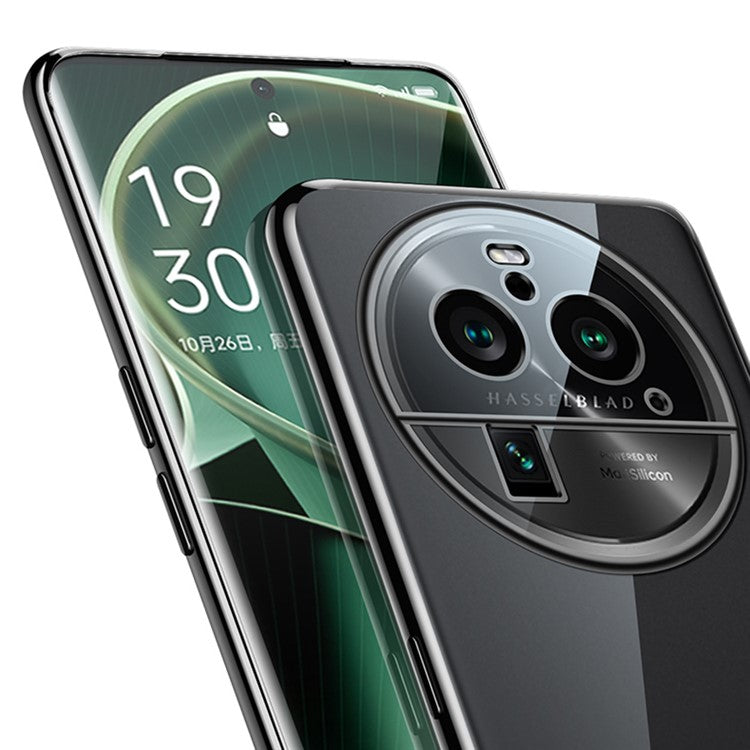 SULADA For Oppo Find X6 Pro Electroplating Straight Edge Back Cover Soft TPU Clear Phone Case - Black