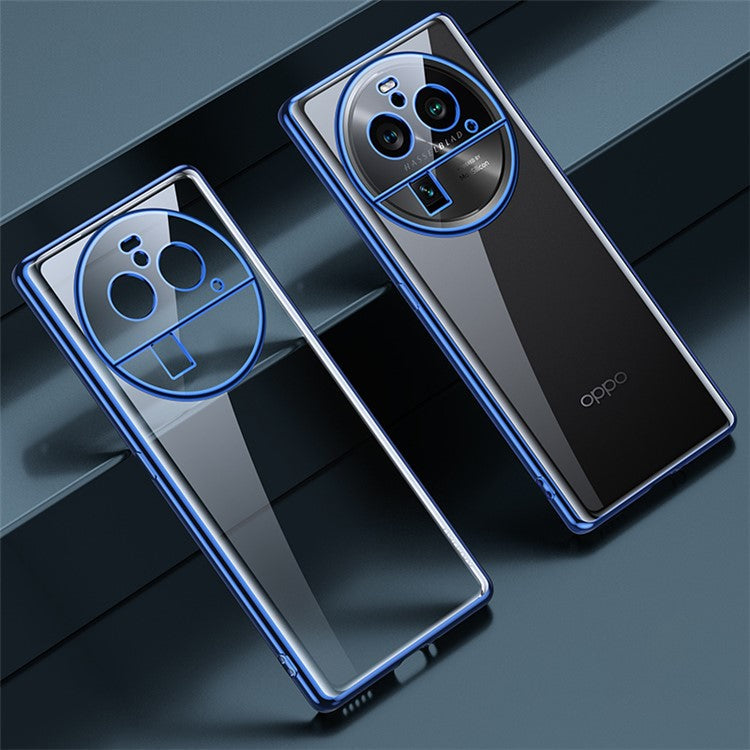 SULADA For Oppo Find X6 Pro Electroplating Straight Edge Back Cover Soft TPU Clear Phone Case - Blue