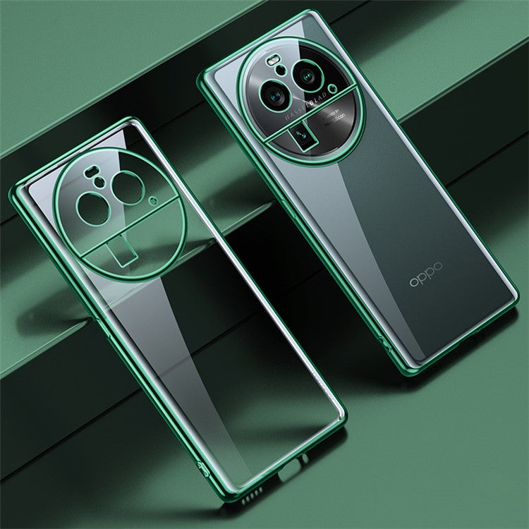 SULADA For Oppo Find X6 Pro Electroplating Straight Edge Back Cover Soft TPU Clear Phone Case - Green