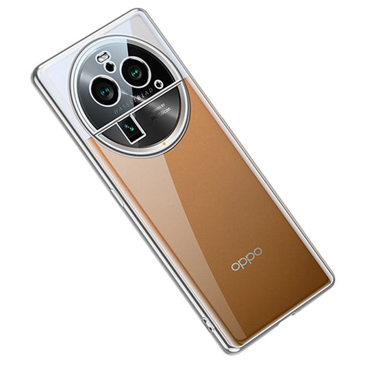 SULADA For Oppo Find X6 Pro Electroplating Straight Edge Back Cover Soft TPU Clear Phone Case - Silver