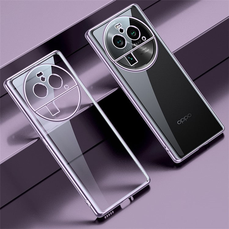 SULADA For Oppo Find X6 Pro Electroplating Straight Edge Back Cover Soft TPU Clear Phone Case - Purple