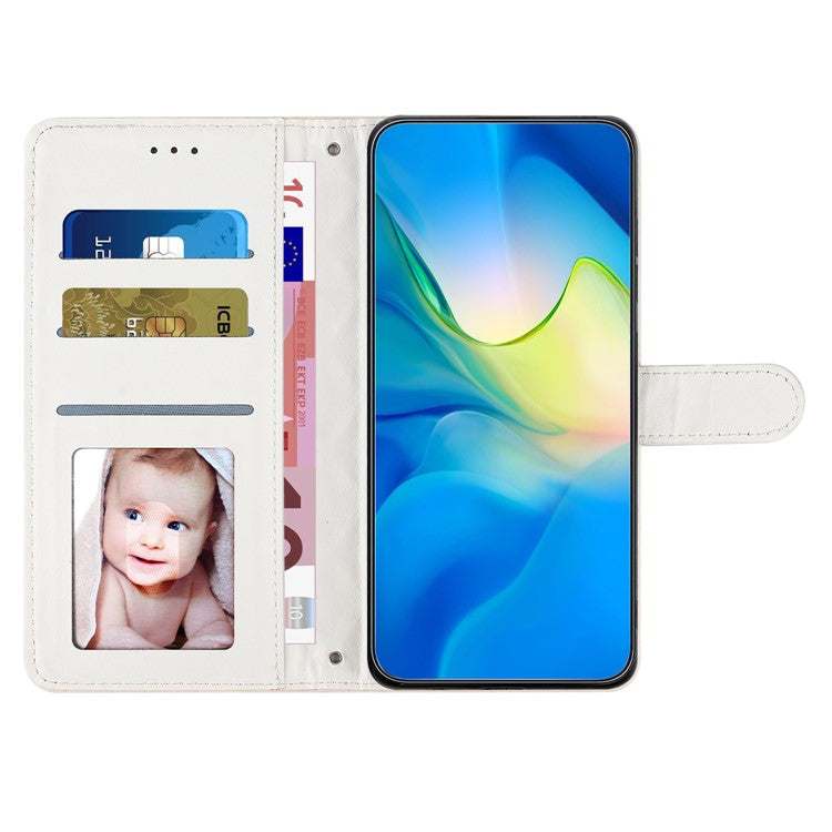 For Samsung Galaxy A52 4G / A52s 5G / A52 5G Stitching Line Rhombus Cell Phone Cover PU Leather Wallet Shell Stand Phone Case - White