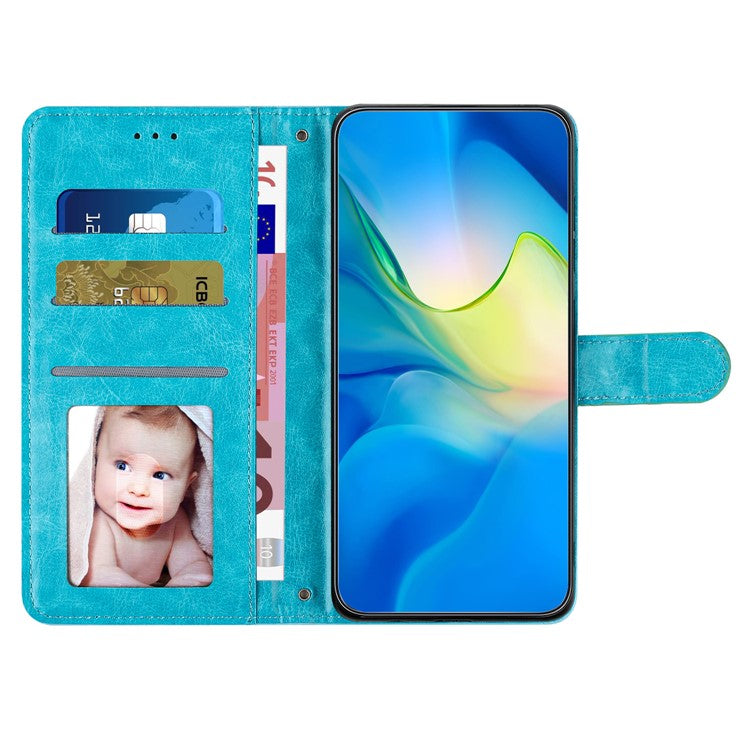 Leather Case for Samsung Galaxy M53 5G Stitching Line Rhombus Wallet Stand Phone Cover with Strap - Sky Blue