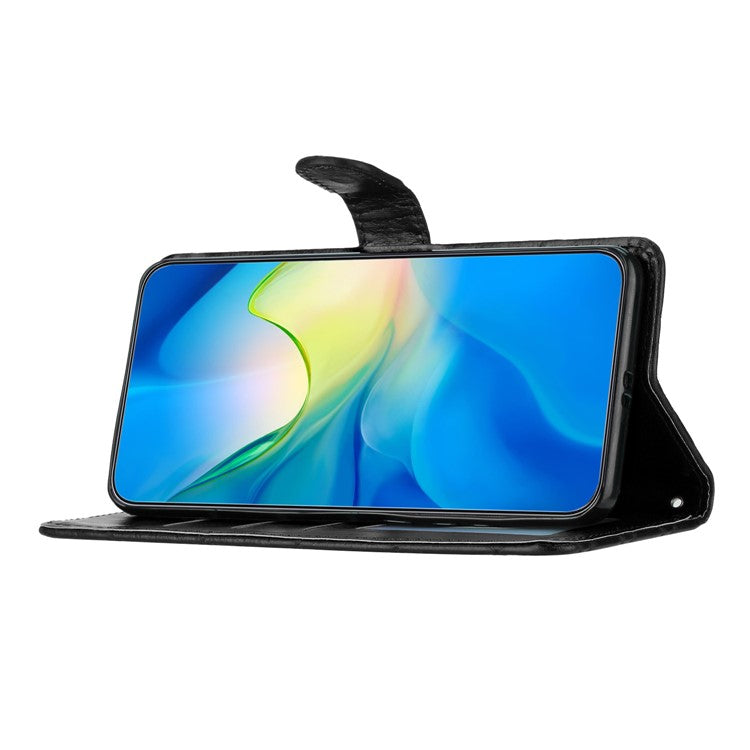 Leather Case for Samsung Galaxy M33 5G (Global Version) Stitching Line Rhombus Wallet Stand Phone Cover - Black