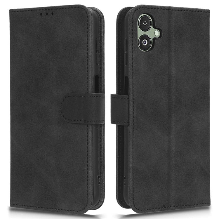 For Samsung Galaxy F14 5G Skin-touch Wallet Phone Case PU Leather Stand Cover - Black