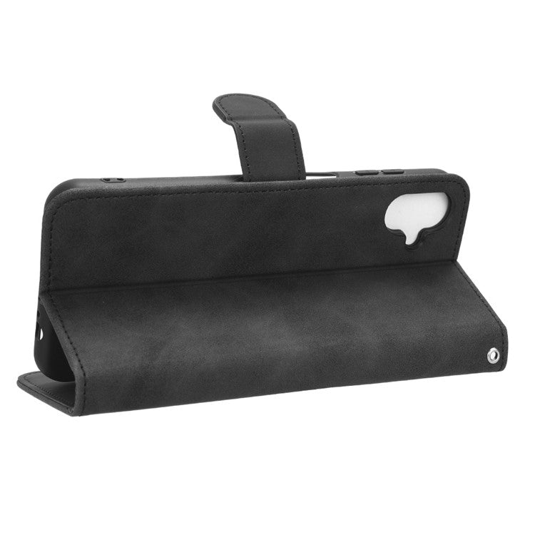 For Samsung Galaxy F14 5G Skin-touch Wallet Phone Case PU Leather Stand Cover - Black