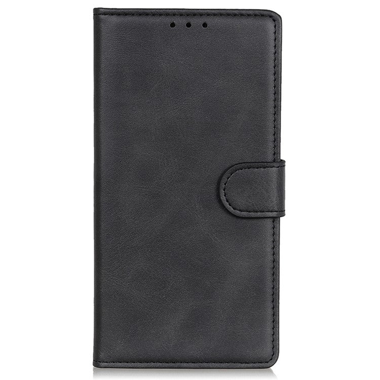 Phone Case for Samsung Galaxy F14 5G PU Leather Cowhide Texture Wallet Stand Flip Shell Cover - Black
