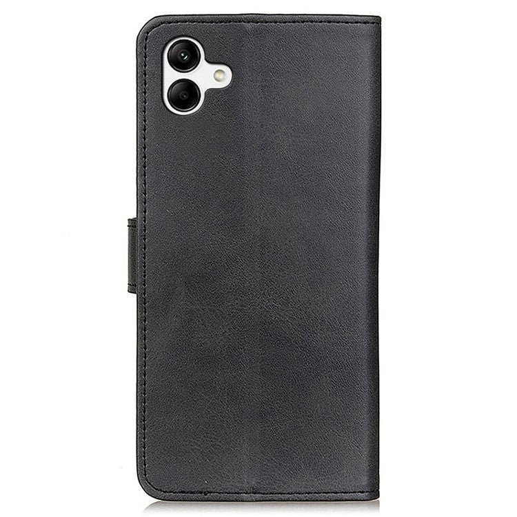 Phone Case for Samsung Galaxy F14 5G PU Leather Cowhide Texture Wallet Stand Flip Shell Cover - Black