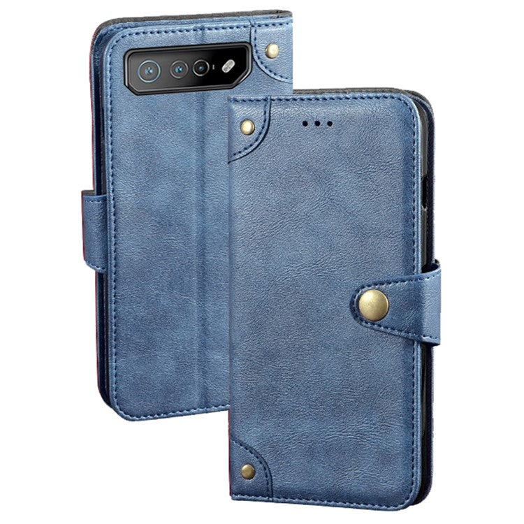 IDEWEI For Asus ROG Phone 7 5G Phone  Wallet Case PU Leather Anti-scratch Stand Cover - Blue